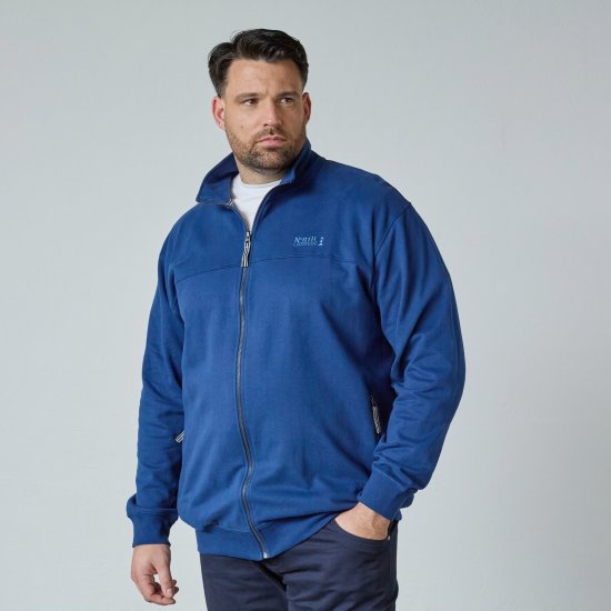 North Latitude Sweat Cardigan Modra - Puloverji & jopice - Moški Puloverji & Jopice za Močnejše Postave