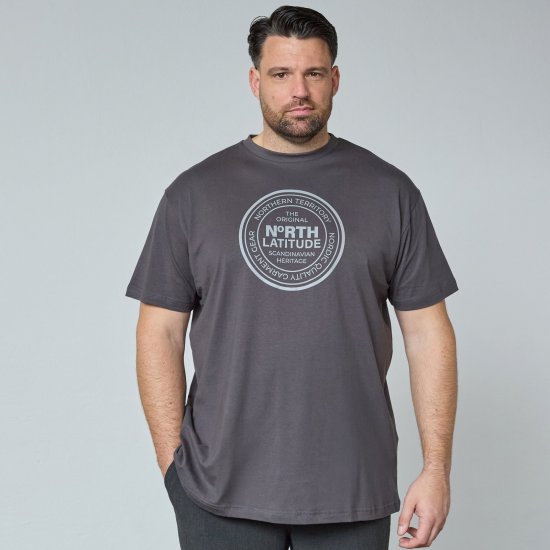 North Latitude T-Shirt Siva/Temno Siva - Kratke Majice - Moške kratke majice za močnejše postave