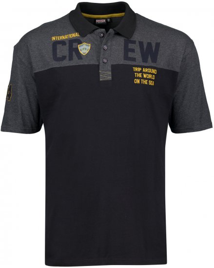 Adamo Crew Printed Jersey Poloshirt Charcoal - Polo majice - Moške Polo Majice za Močnejše Postave