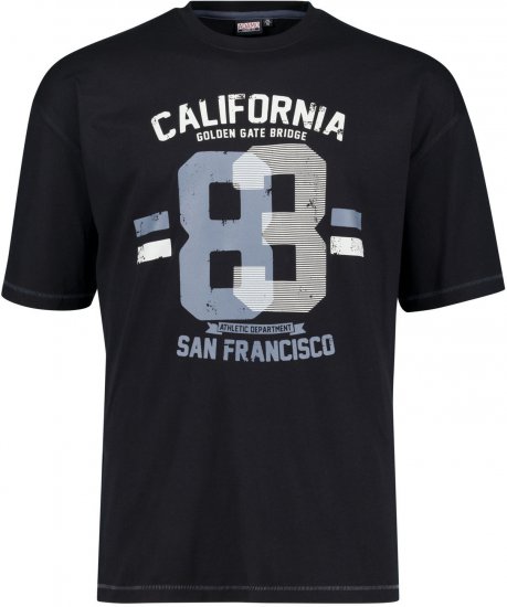 Adamo Golden Gate Comfort Fit Printed T-shirt Black - Kratke Majice - Moške kratke majice za močnejše postave