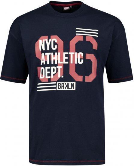 Adamo BRKLN Comfort Fit Printed T-shirt Navy - Kratke Majice - Moške kratke majice za močnejše postave