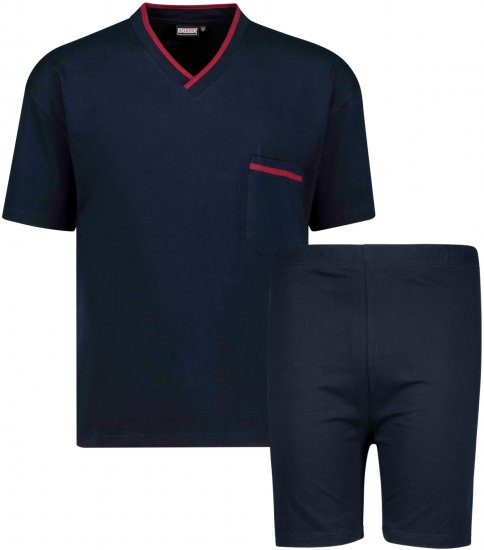 Adamo Ben Short sleeve Pyjama Navy - Spodnje perilo & kopalne hlače - Moško Spodnje Perilo za močnejše postave