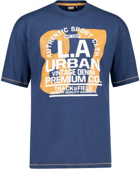 Adamo Urban Comfort Fit Printed T-shirt Denim Blue - Kratke Majice - Moške kratke majice za močnejše postave