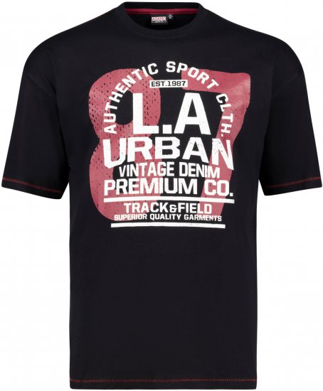 Adamo Urban Comfort Fit Printed T-shirt Black - Kratke Majice - Moške kratke majice za močnejše postave