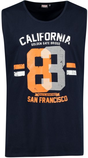 Adamo Golden Gate Comfort Fit Printed Tank-top Navy - Kratke Majice - Moške kratke majice za močnejše postave