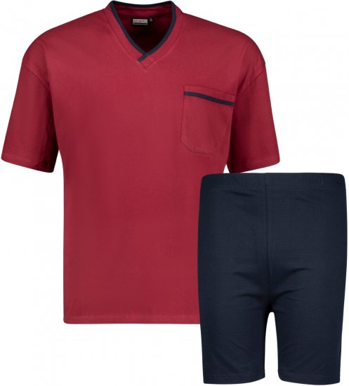 Adamo Ben Short sleeve Pyjama Burgundy - Spodnje perilo & kopalne hlače - Moško Spodnje Perilo za močnejše postave