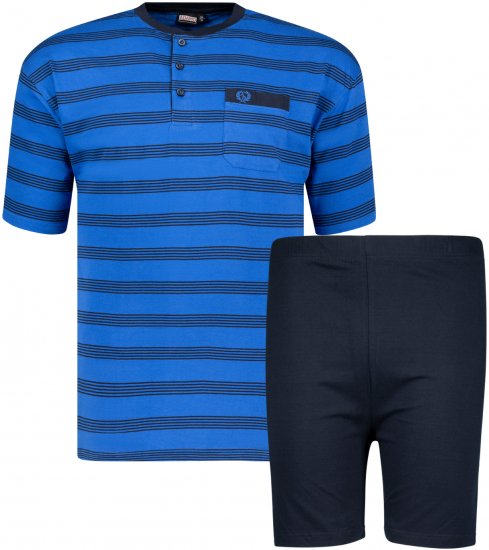 Adamo Anil Serafino Short sleeve Pyjama Royal Blue - Spodnje perilo & kopalne hlače - Moško Spodnje Perilo za močnejše postave