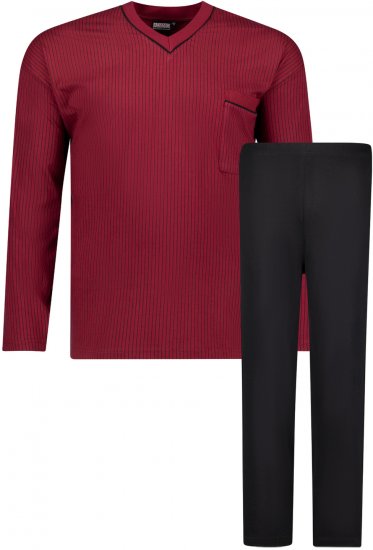 Adamo Gustav Long sleeve Pyjama Burgundy - Spodnje perilo & kopalne hlače - Moško Spodnje Perilo za močnejše postave