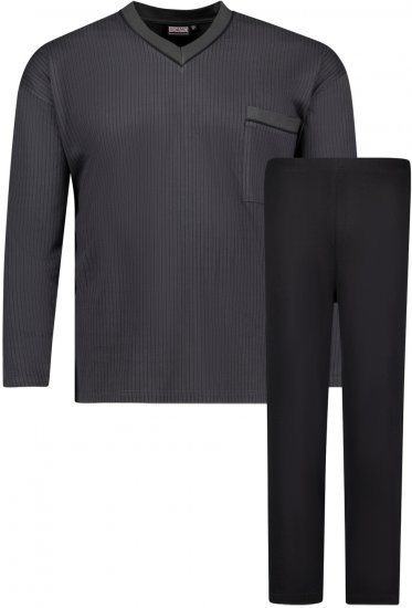 Adamo Gustav Long sleeve Pyjama Charcoal - Spodnje perilo & kopalne hlače - Moško Spodnje Perilo za močnejše postave