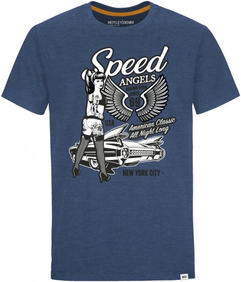 Motley Denim Hanover T-shirt Dark Indigo - Kratke Majice - Moške kratke majice za močnejše postave