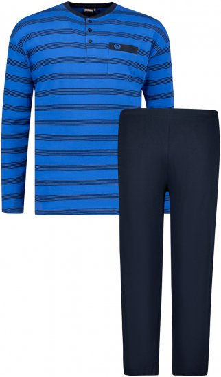 Adamo Alex Serafino Long sleeve Pyjama Royal Blue - Spodnje perilo & kopalne hlače - Moško Spodnje Perilo za močnejše postave