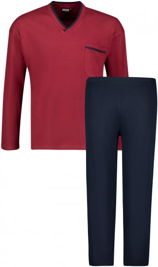 Adamo Beppo Long Sleeve Pyjama Burgundy - Spodnje perilo & kopalne hlače - Moško Spodnje Perilo za močnejše postave