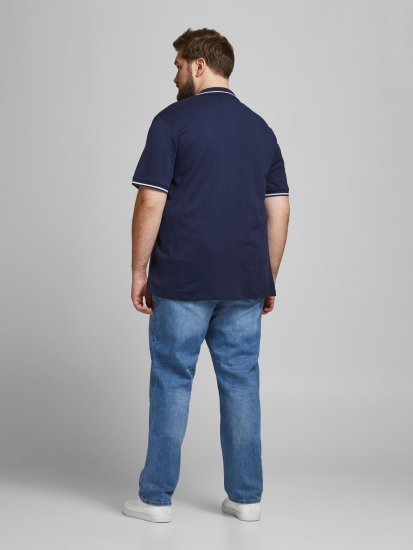 Jack & Jones Jersey Polo Navy - Polo majice - Moške Polo Majice za Močnejše Postave