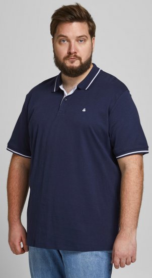 Jack & Jones Jersey Polo Navy - Polo majice - Moške Polo Majice za Močnejše Postave