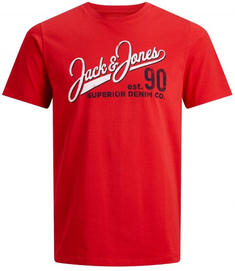 Jack & Jones Elogo T-Shirt True Red - Kratke Majice - Moške kratke majice za močnejše postave