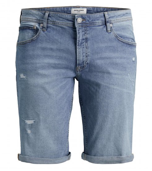 Jack & Jones Rick 5 Pocket Shorts Blue denim - Kratke hlače - Moške Kratke Hlače za Močnejše Postave