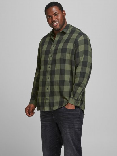Jack & Jones Gingham L/S Shirt Dusty Olive - Srajce - Moške srajce za Močnejše Postave