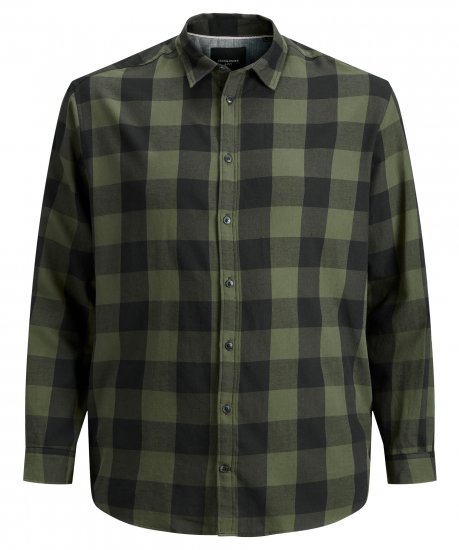 Jack & Jones Gingham L/S Shirt Dusty Olive - Srajce - Moške srajce za Močnejše Postave