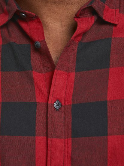 Jack & Jones Gingham Shirt L/S Brick Red - Srajce - Moške srajce za Močnejše Postave