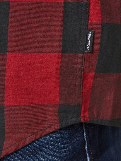 Jack & Jones Gingham Shirt L/S Brick Red - Srajce - Moške srajce za Močnejše Postave