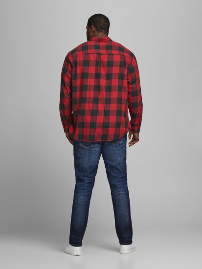 Jack & Jones Gingham Shirt L/S Brick Red - Srajce - Moške srajce za Močnejše Postave