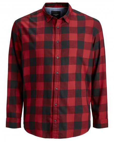 Jack & Jones Gingham Shirt L/S Brick Red - Srajce - Moške srajce za Močnejše Postave