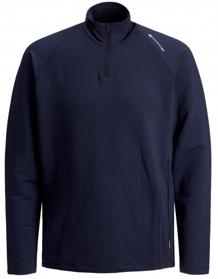 Jack & Jones Running Half Zip Sweat Navy - Puloverji & jopice - Moški Puloverji & Jopice za Močnejše Postave