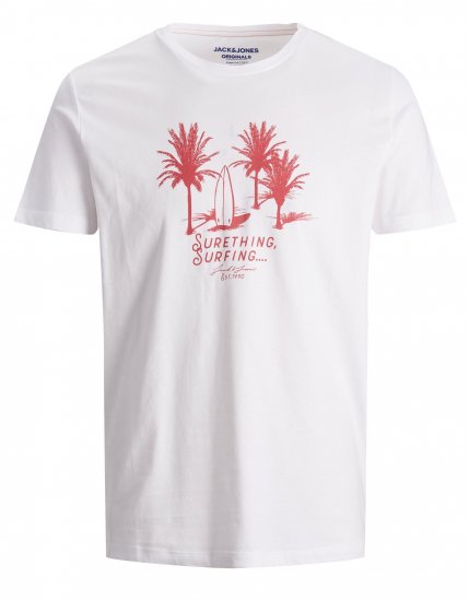 Jack & Jones Streams T-shirt White/Rose - Kratke Majice - Moške kratke majice za močnejše postave