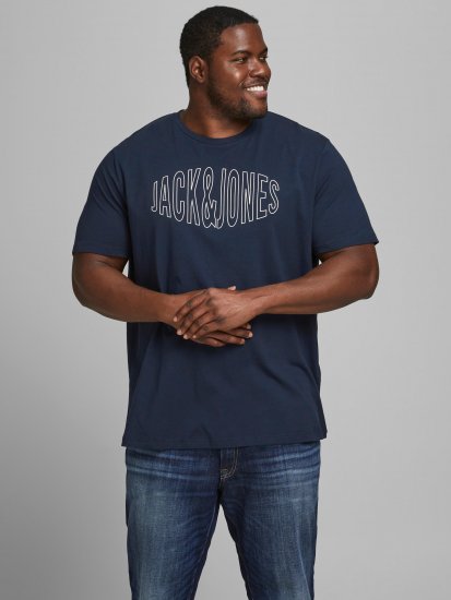 Jack & Jones Preston Crew Neck T-Shirt Navy - Kratke Majice - Moške kratke majice za močnejše postave