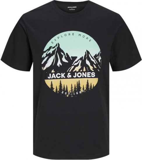Jack & Jones PEAK T-Shirt Black - Kratke Majice - Moške kratke majice za močnejše postave
