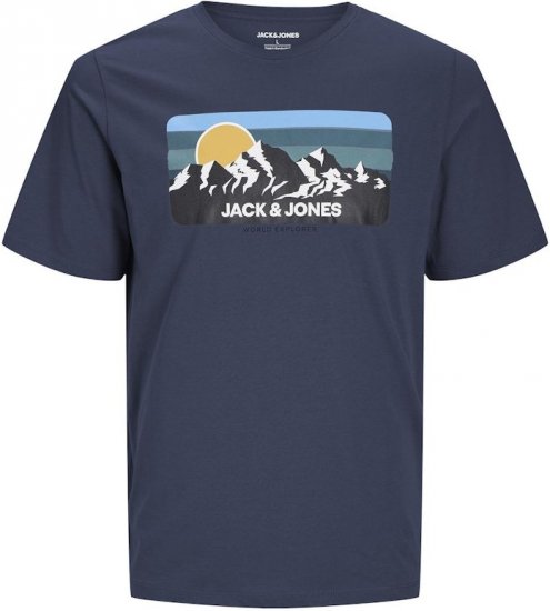 Jack & Jones PEAK T-Shirt Navy Blazer - Kratke Majice - Moške kratke majice za močnejše postave