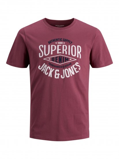 Jack & Jones JJELOGO TEE Hawthorn Rose - Kratke Majice - Moške kratke majice za močnejše postave