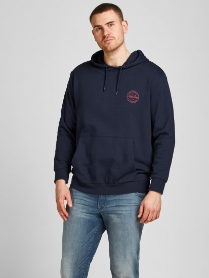 Jack & Jones JJESHARK SWEAT Hoodie Navy - Puloverji & jopice - Moški Puloverji & Jopice za Močnejše Postave