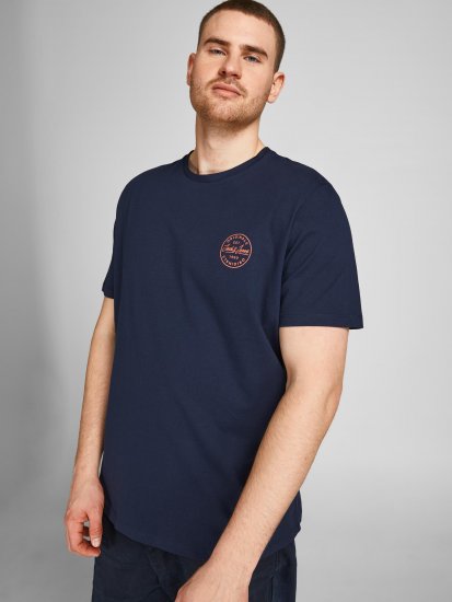 Jack & Jones JJESHARK TEE Navy - Kratke Majice - Moške kratke majice za močnejše postave