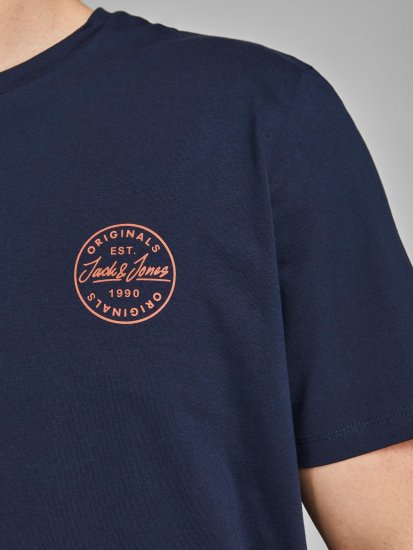 Jack & Jones JJESHARK TEE Navy - Kratke Majice - Moške kratke majice za močnejše postave