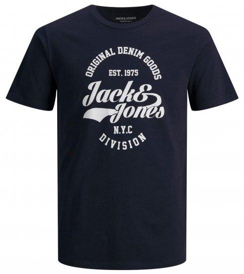Jack & Jones JJERAFA TEE Navy - Kratke Majice - Moške kratke majice za močnejše postave