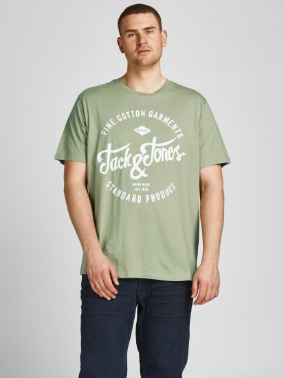 Jack & Jones JJERAFA TEE Light Green - Kratke Majice - Moške kratke majice za močnejše postave