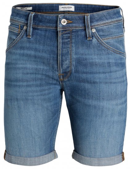 Jack & Jones JJIRICK JJFOX Shorts Blue Denim - Kratke hlače - Moške Kratke Hlače za Močnejše Postave