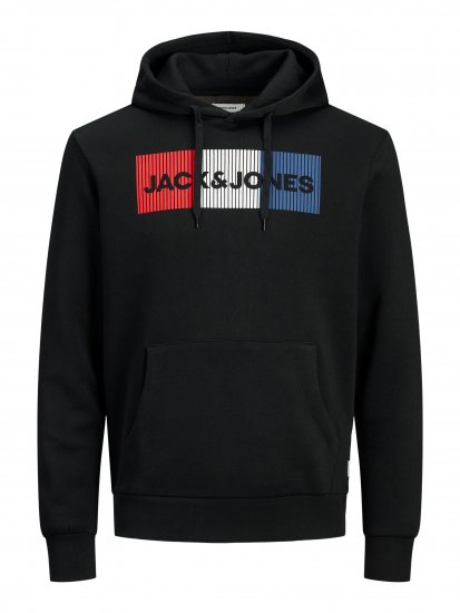 Jack & Jones CORP LOGO Hoodie Black - Puloverji & jopice - Moški Puloverji & Jopice za Močnejše Postave