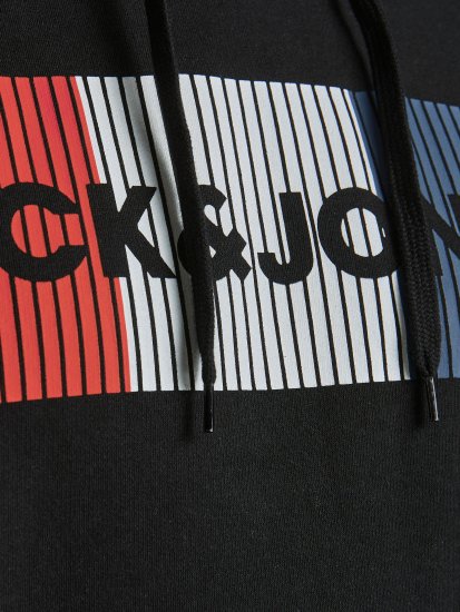 Jack & Jones CORP LOGO Hoodie Black - Puloverji & jopice - Moški Puloverji & Jopice za Močnejše Postave