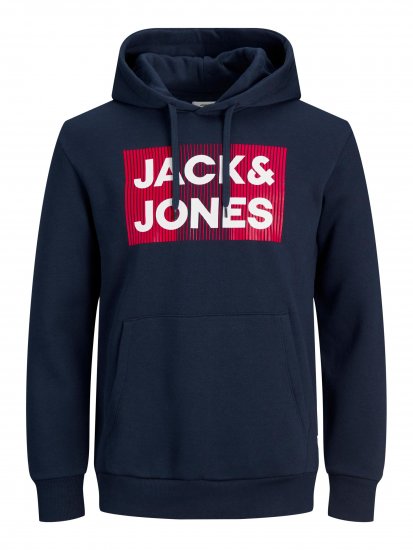 Jack & Jones JJECORP Hoodie Navy - Puloverji & jopice - Moški Puloverji & Jopice za Močnejše Postave
