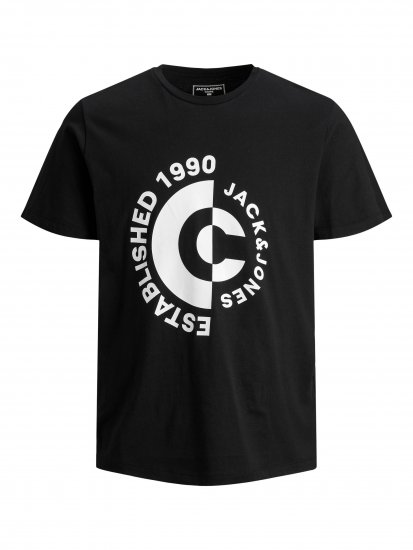 Jack & Jones JCOSPRING T-Shirt Black - Kratke Majice - Moške kratke majice za močnejše postave