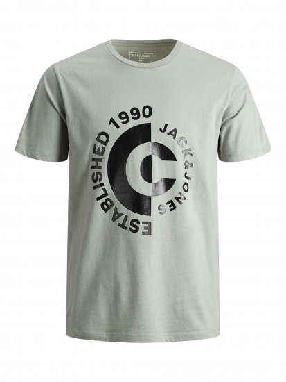 Jack & Jones JCOSPRING T-Shirt Gray - Kratke Majice - Moške kratke majice za močnejše postave