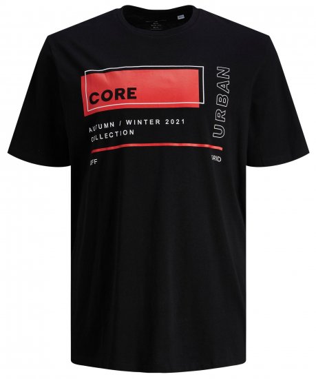 Jack & Jones JCOBOOSTER TEE Black - Kratke Majice - Moške kratke majice za močnejše postave