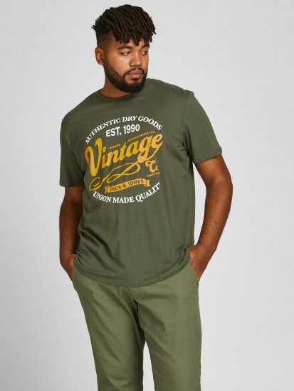 Jack & Jones JPRBLUBOOSTER TEE Khaki - Kratke Majice - Moške kratke majice za močnejše postave