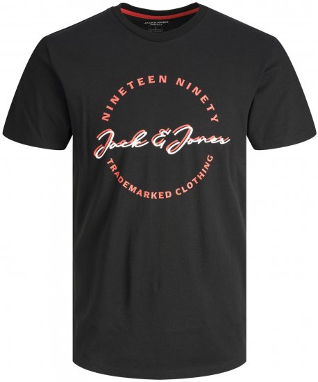 Jack & Jones JJSTAMP TEE Black - Kratke Majice - Moške kratke majice za močnejše postave