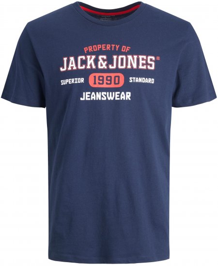 Jack & Jones JJSTAMP TEE Navy - Kratke Majice - Moške kratke majice za močnejše postave