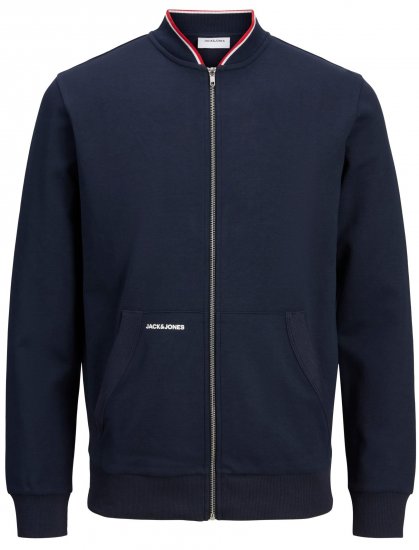 Jack & Jones JJAIDEN ZIP Sweater Navy - Puloverji & jopice - Moški Puloverji & Jopice za Močnejše Postave