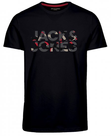 Jack & Jones JJRAMP T-Shirt Soldier Print Black - Kratke Majice - Moške kratke majice za močnejše postave