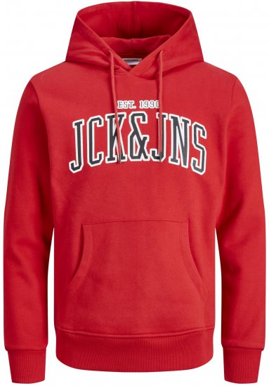 Jack & Jones JJCEMB Hoodie Red - Puloverji & jopice - Moški Puloverji & Jopice za Močnejše Postave